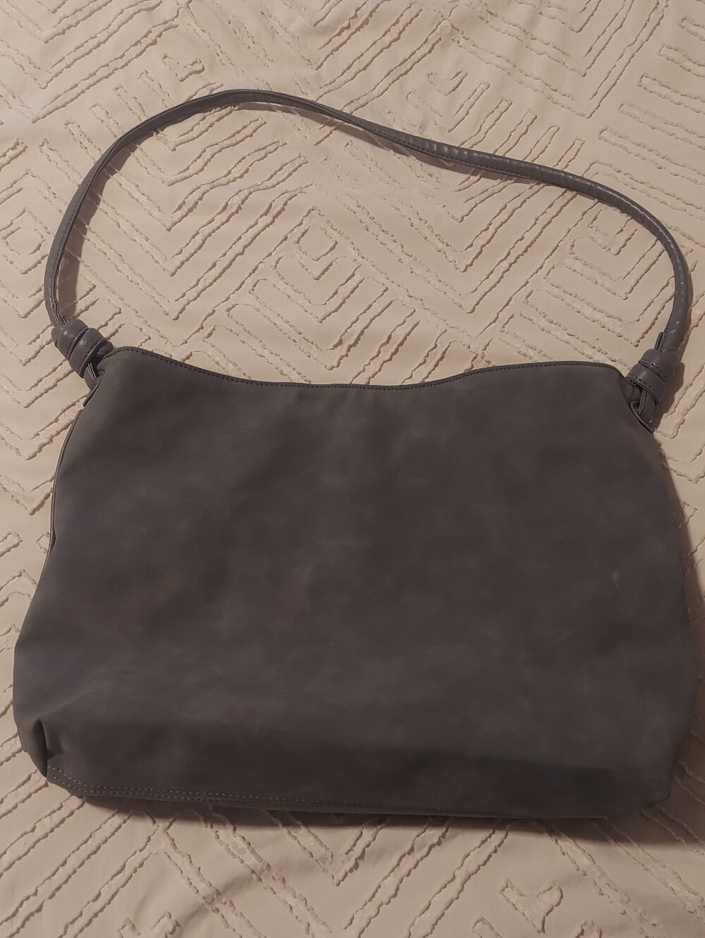 8 Other Reasons Grey Faux Suede Shoulder Bag Hobo Purse